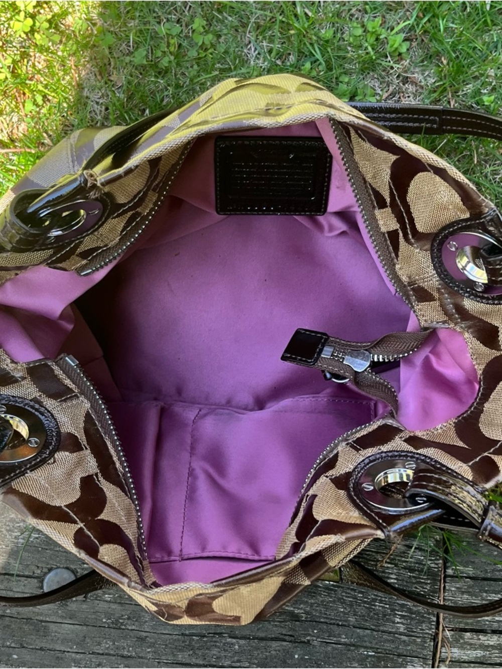 Coach Signature Patent Leather Tote - Picture 4 of 8